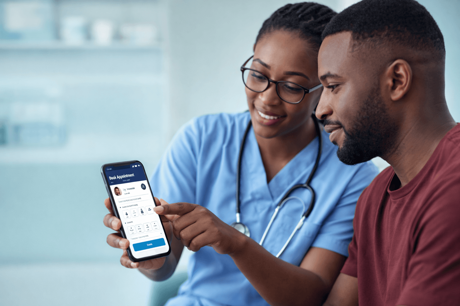 Cam Health clinician helping a patient use digital care